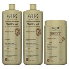 Felps Marula Hipernutrição Tratamento Salão Kit 3 Produtos