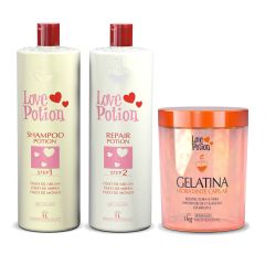 Love Potion Kit Escova Progressiva 2x1L + Gelatina Hidratante 1kg